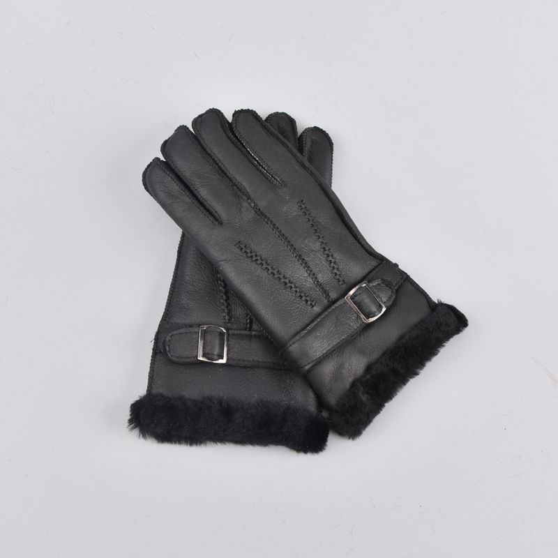 leather and fur mittens