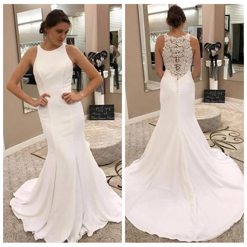 white trumpet mermaid dress