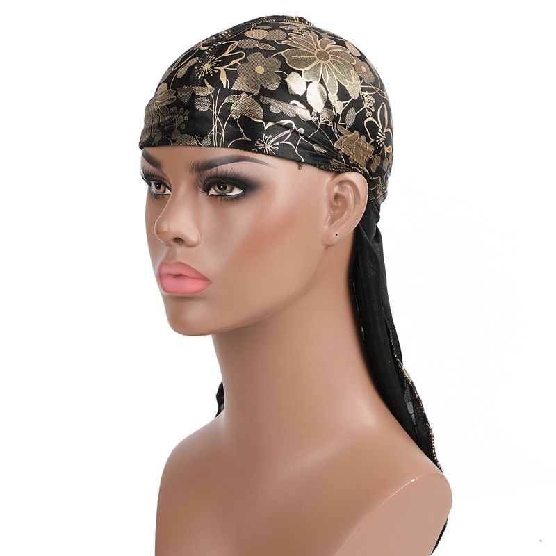 Men Camouflage Headwear Pirate Cap Hat Long Tail Bandana Turban Durag Unique