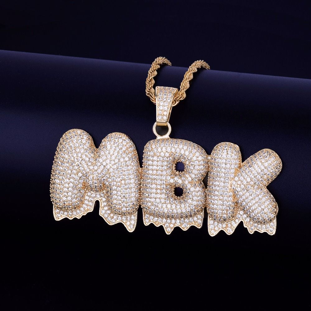 White Drip Letters Chain Necklaces 