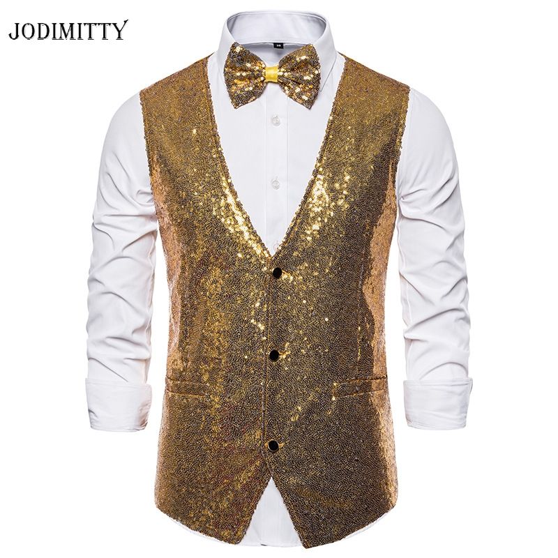 2021 Jodimitty Men Fashion Sequin Blazers Vest Gliter Suit Nightclub DJ ...