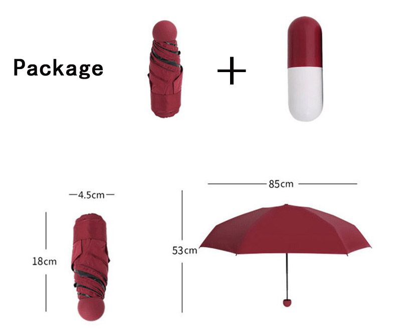 de primera categoría Fundación erótico Portátil de viaje Paraguas plegable Sunny Day Mini Cápsula pequeño paraguas  Con píldora caja del paquete