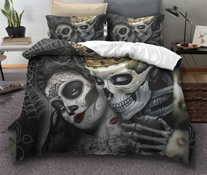 Sugar Skull Bedding Sets King Beauty Kiss Skull Duvet Cover Bed