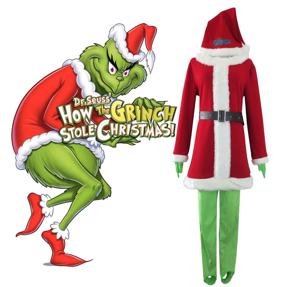 Halloween é Grinch Noite Como o Grinch roubou o Natal equipamentos de Santa Roupa Cosplay Partido Halloween é Grinch Noite Como o Grinch roubou o Natal equipamentos de Santa Roupa Cosplay Partido