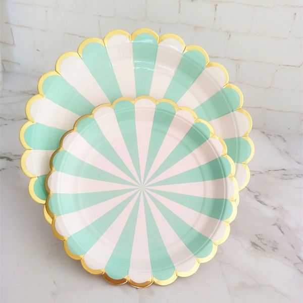striped paper plates