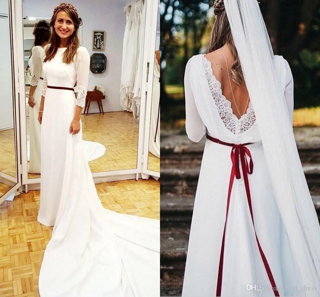 long sleeve sheath wedding gown