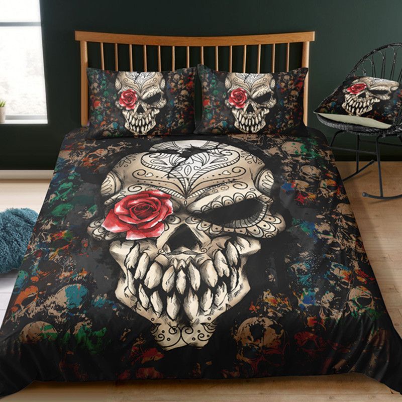 3d Sugar Skull Bedding Set Luxury Skull Duvet Cover Set Bed Bed