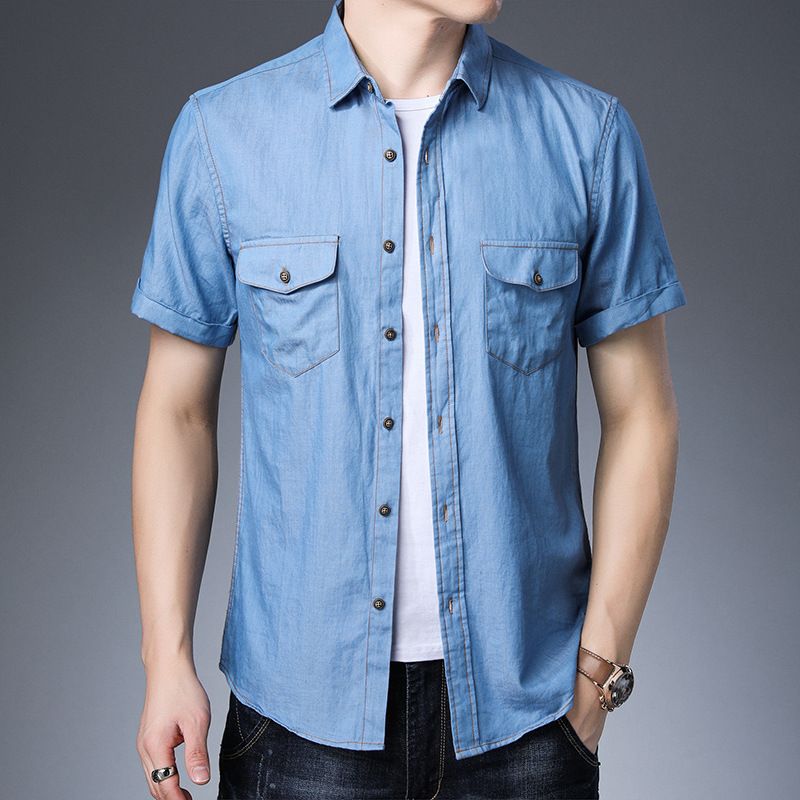 short sleeve denim jacket men