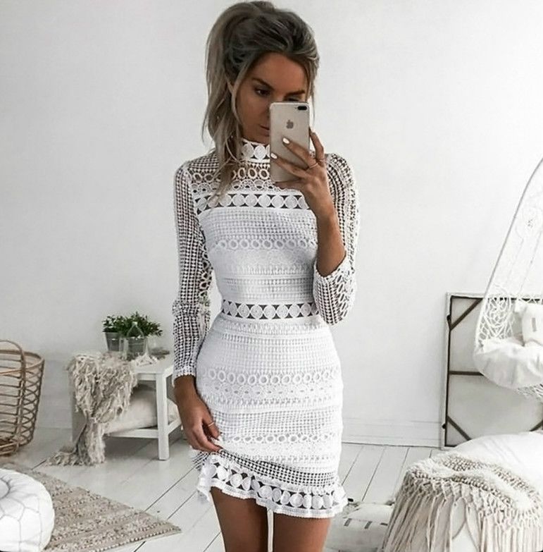 white lace mini bodycon dress