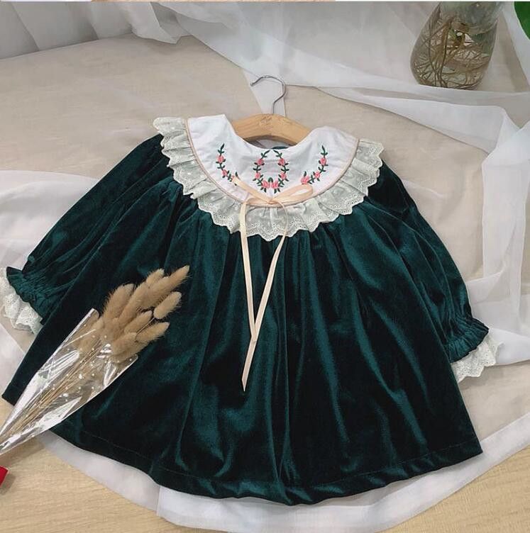 green velvet baby dress