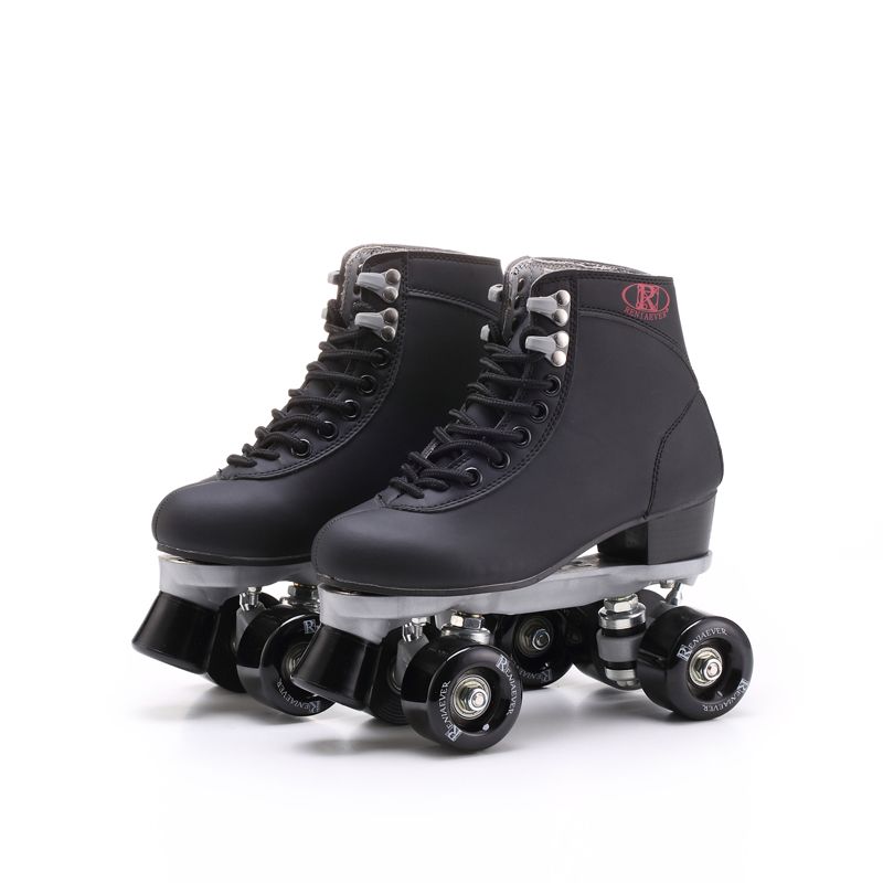 2020 Roller Skates Double Line Skates Black With Black PU Wheels Men