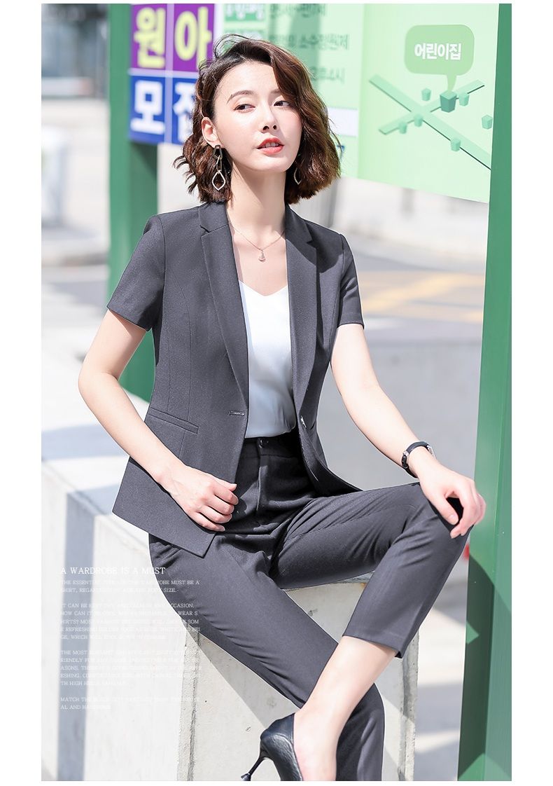 Mujer elegante Ropa del trabajo de Verano Negro Blazer Mujeres de negocios