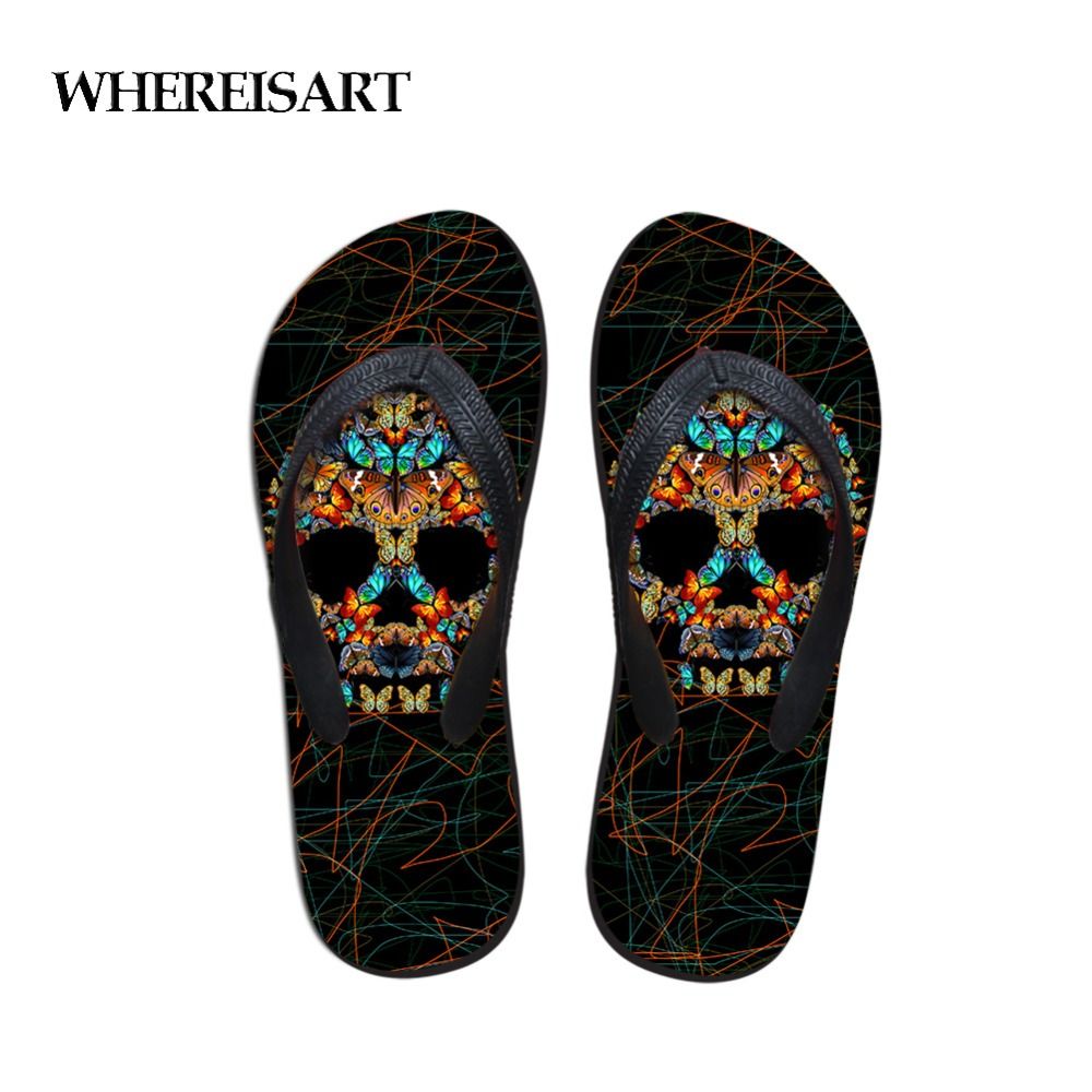 skull flip flops womens