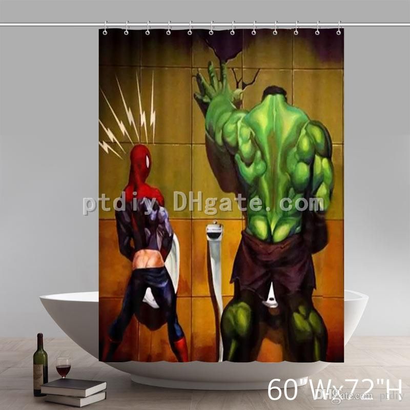 72x72inch Hulk Shower Curtain,Superhero Cartoon Bathroom Accessories for Funny