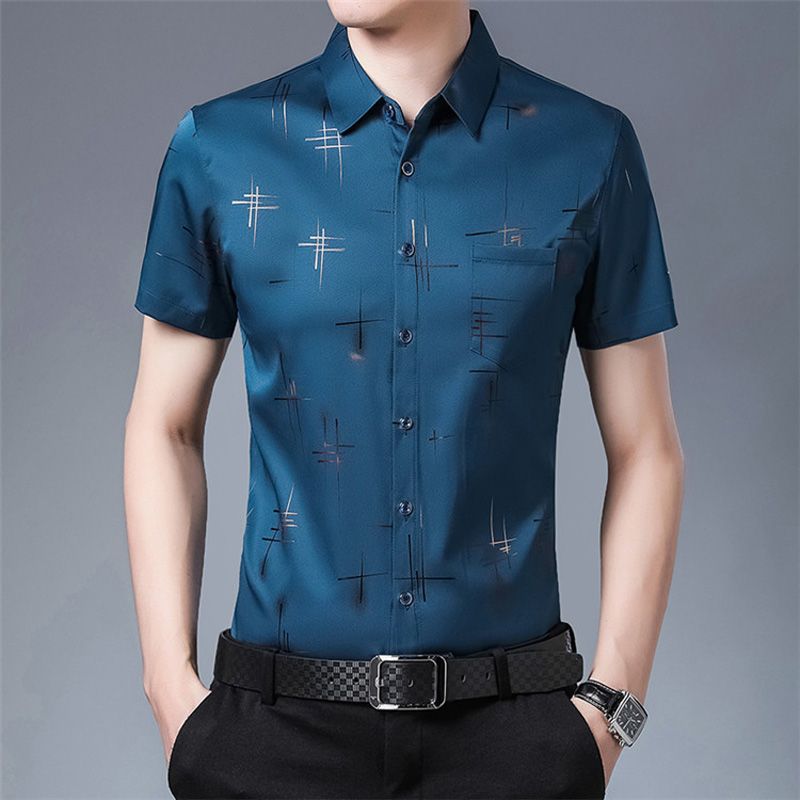 2021 Men Summer Shirt Dress Men Korean Clothes Cotton Mens Shirts Casual  Slim Fit Design Short Sleeve Fashion Print Male Blouse Black From Bairi,  $19.27 | DHgate.Com