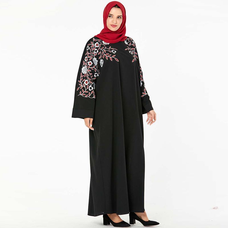 Dubai Style Abaya Peach & Black maxi dress kaftan Islamic Dress For Women