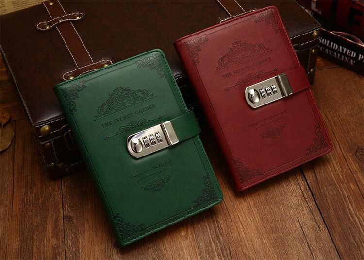 Stationery notebook retro password book with lock diary thread installed notepad 