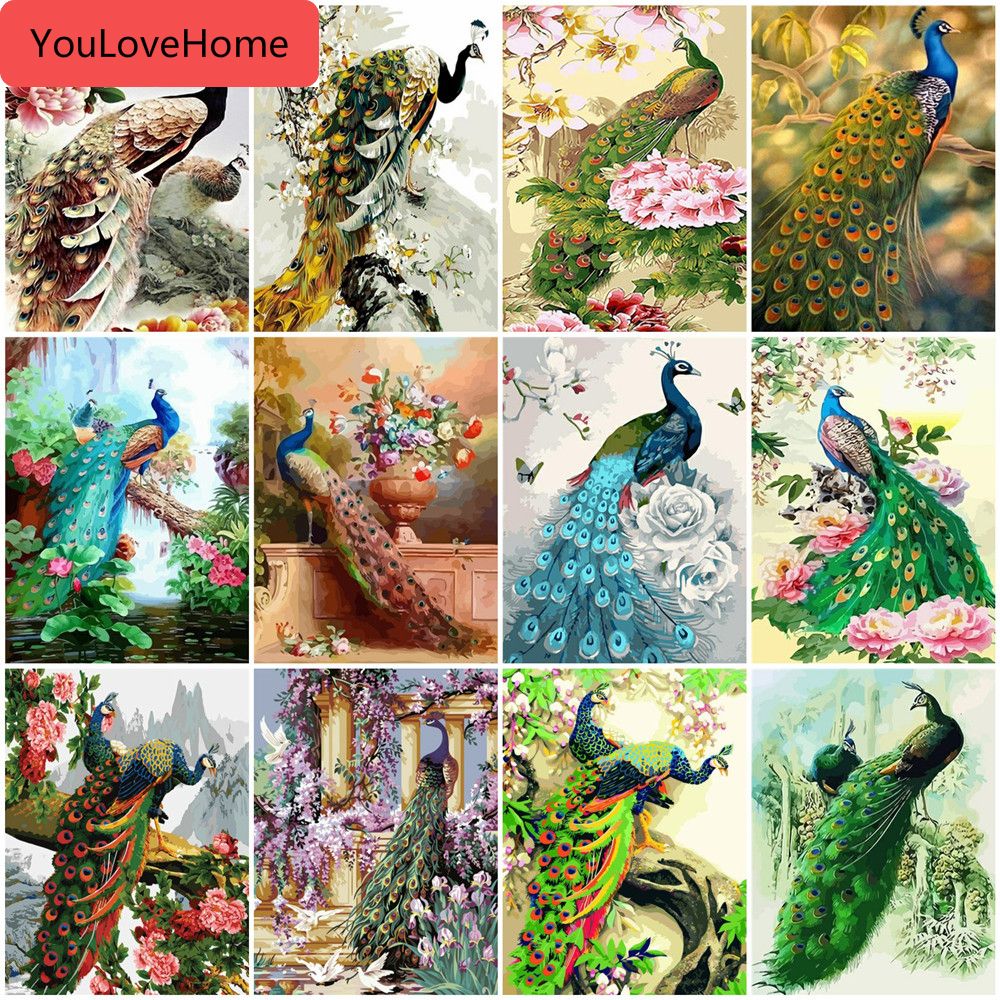 Oil Painting By Number Peacock Animals Drawing Canvas Acrylic Coloring By Number Wall Art Handpainted Gift Home Decor Draw On Canvas Oil Painting By Number Peacock Animals Drawing Canvas Acrylic Coloring By Number Wall Art Handpainted Gift Home Decor Draw On Canvas