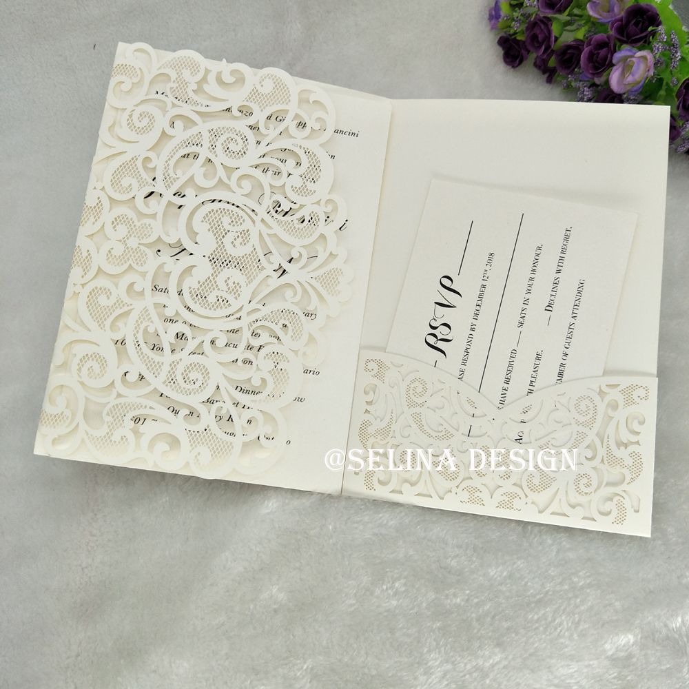 laser cut pocket wedding invitation kit cream wedding invitations sweetheart trifold quinceanera invites with rsvp card tri fold wedding invitations tri fold wedding invitation