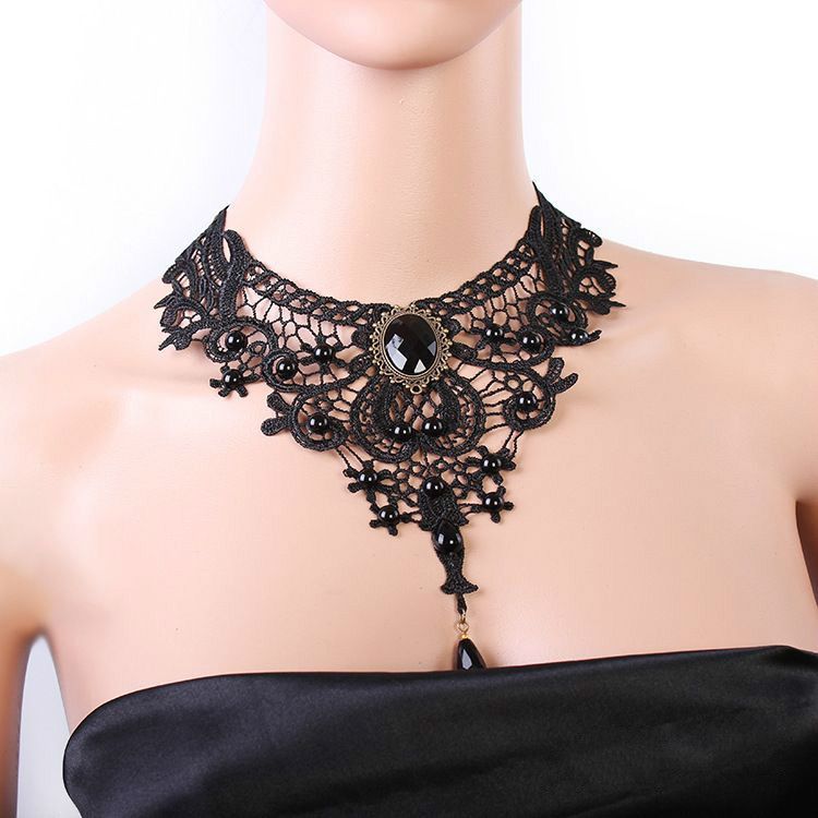 Black Flower Necklace Choker Hot Fashion Cute Free UK Delivery Jewellery Style