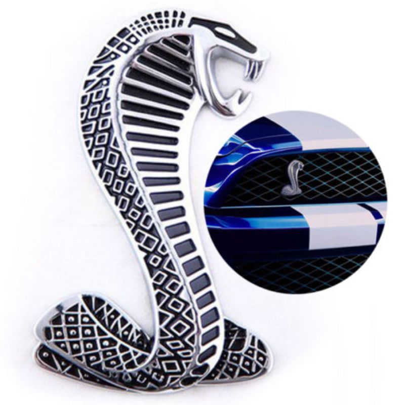 Mustang Cobra Snake Shelby Metal Front Grill Emblem Badge Chrome Nice