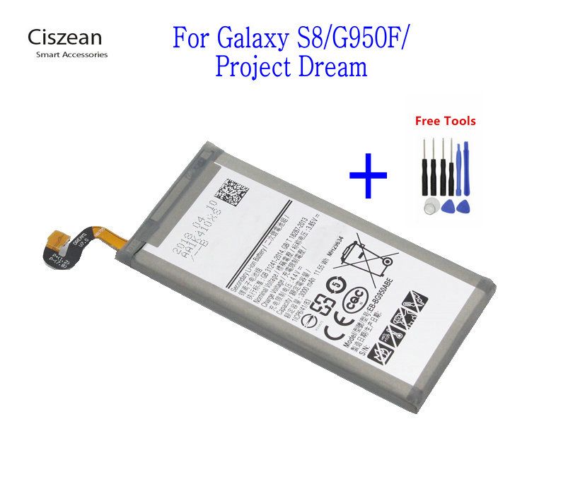 1x 3000mAh 3.85VDC EB-BG950ABE Batterie de remplacement pour Samsung Galaxy S8 G950 G950A G950A G950T G955S G950P G950U + kit d'outils de réparation