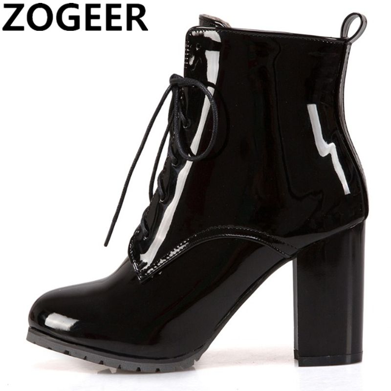 short patent leather boots