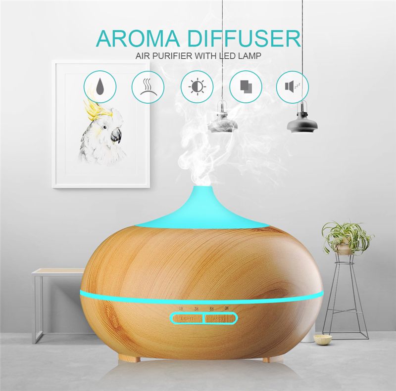 2020 Top Quality Wood Grain Humidifier Wooden LED Light Air Humidifier Ultrasonic Humidifier
