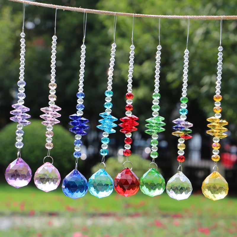 Half-moon Rainbow Maker Handmade Suncatcher Crystal Prisms Ball Pendants 20mm 