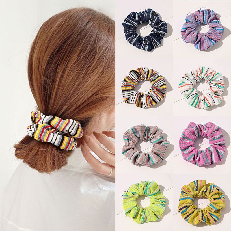 2021 Fashion Knitted Scrunchie Headband Stirped Scrunchies Women