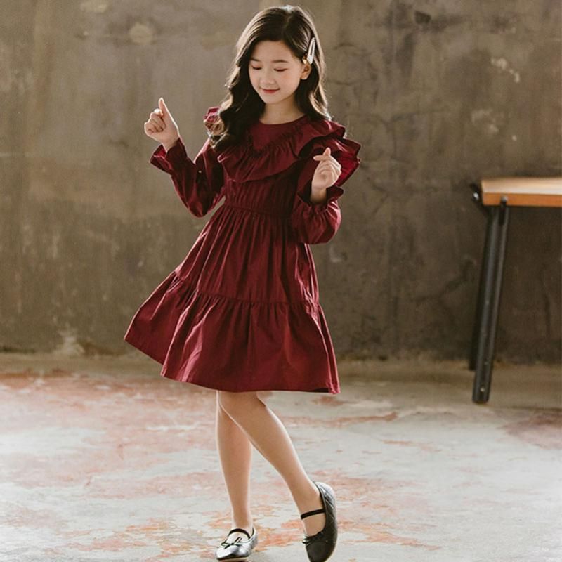 wine red casual dress
