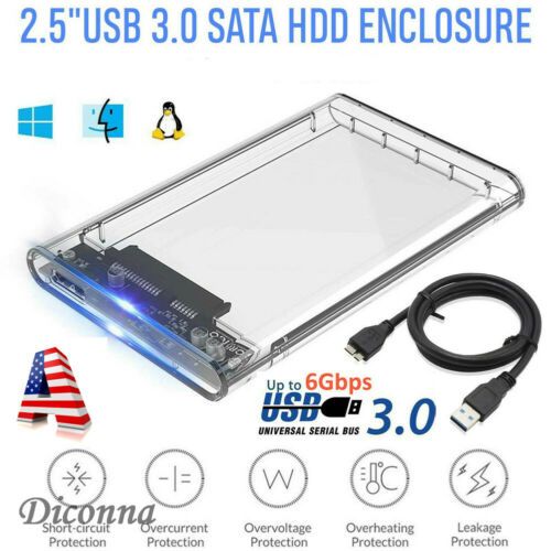 USB 3.0 2.5/" SATA3 6Gbps Hard Drive Enclosure Caddy Case For External HDD//SSD