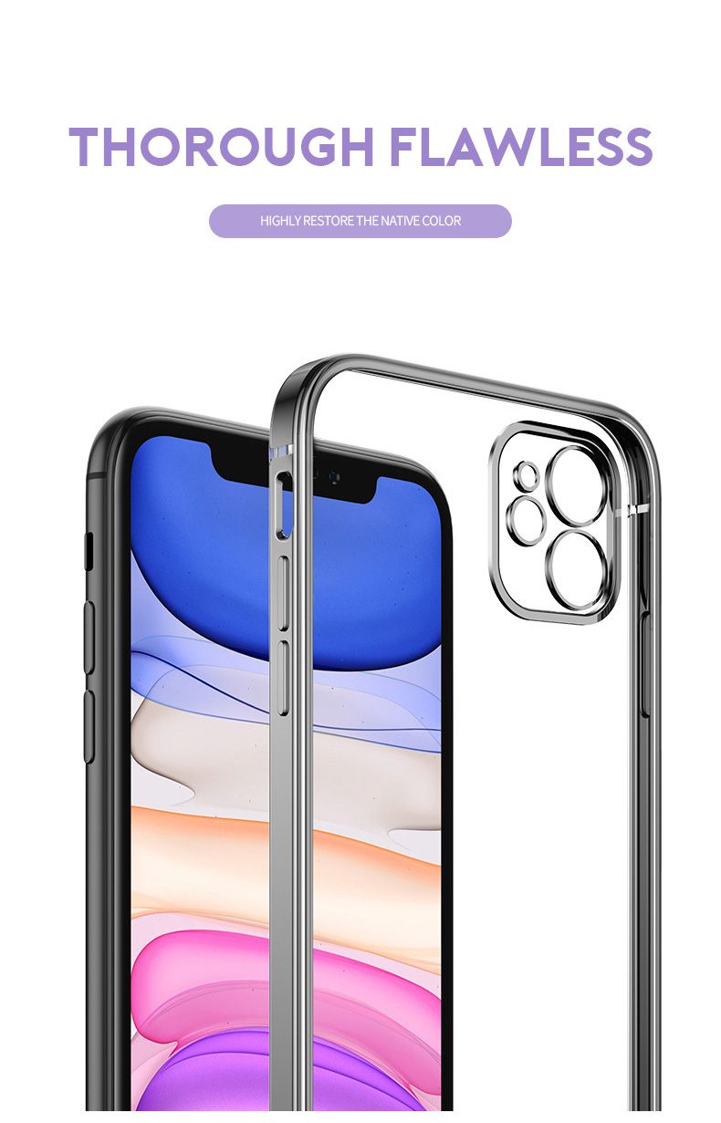 For Apple Iphone 11 Pro Max Case Soft Tpu Transparent Square Edge Plating Slim Lens Protective Back Cover Case For Iphone 11 11pro Iphone11