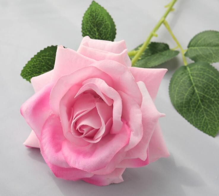 Newest Artificial Rose Cute Velvet Flower Bendable Stem Girls Valentine Gift 1PC 