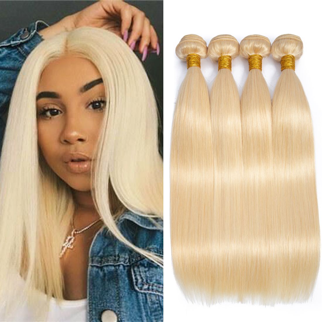 Dressmaker Indian Virgin Human Hair 613 Blonde Bundles Straight
