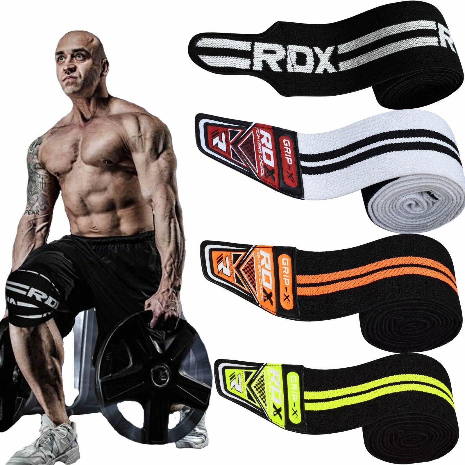 HEXA PRO HEAVY DUTY POWERLIFTING KNEE WRAPS BODYBUILDING/Weight lifting STRAPS