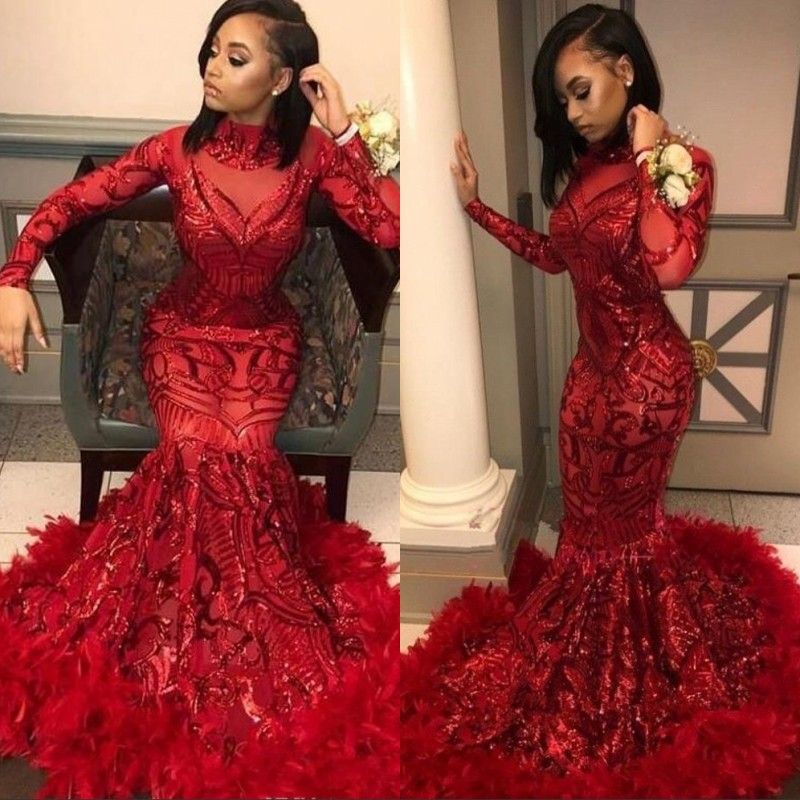 mermaid long sleeve prom dress