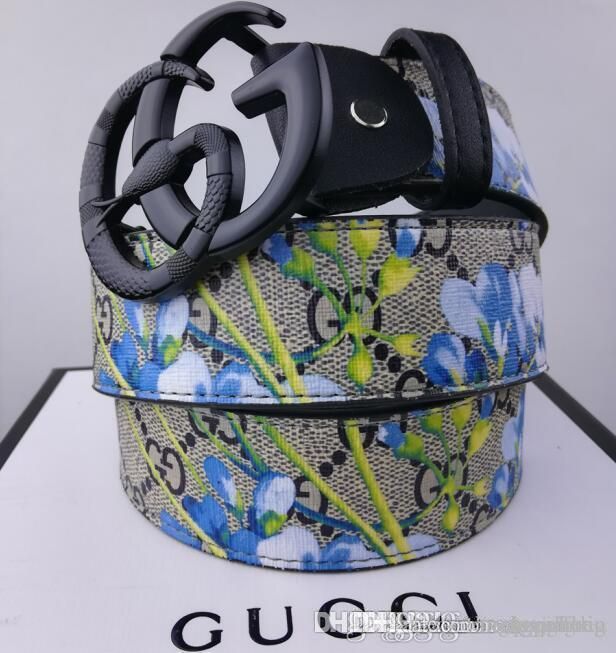 gucci belt blue flowers