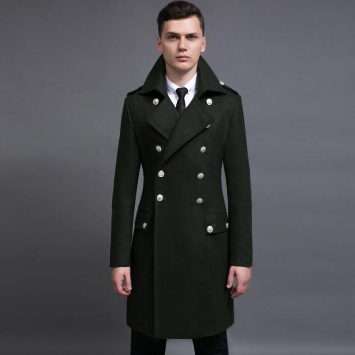 2021 New Winter plus size jackets Mens Black Double-breasted Wool Coat Men Lapel Wool Blend Coats Oversize male Long Windbreaker Outwear