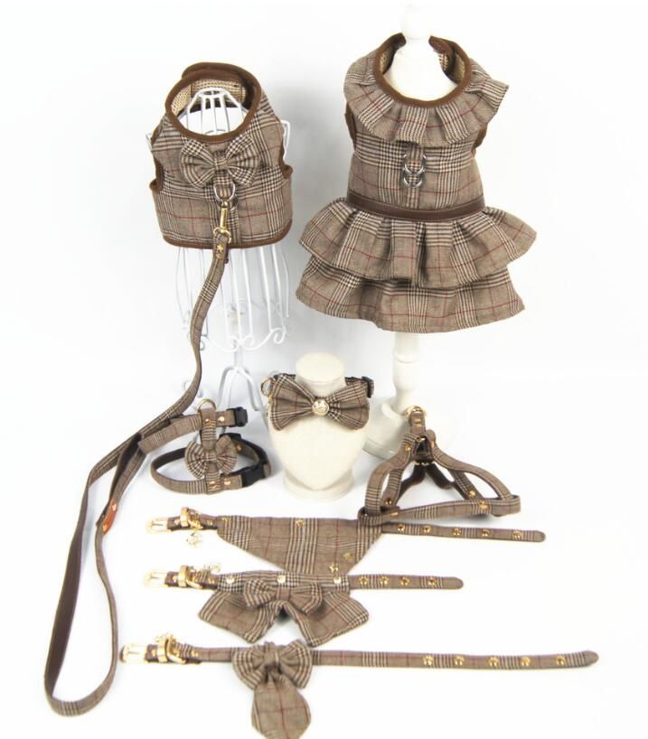 Designer Dog Accessories Pet Clothes British Style Breathable Traction Chest Waistcoat Skirt