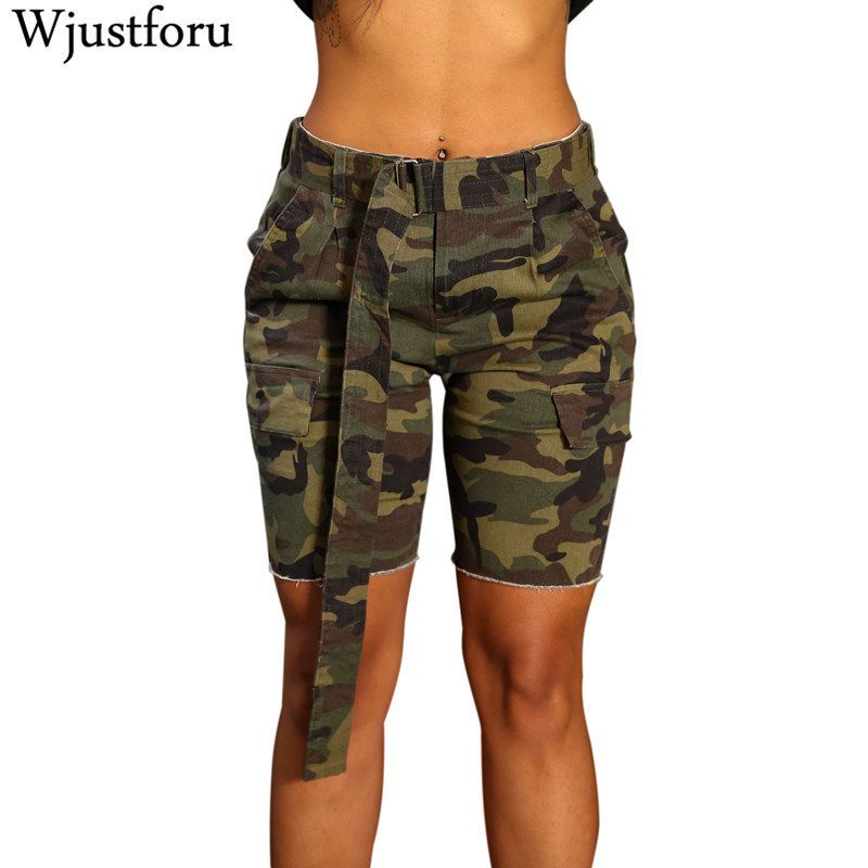 Wjustforu Pantalones cortos de camuflaje clásico y cortos para mujer cortos de entrenamiento