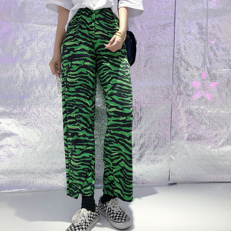 Compra Pantalón De Diseño Para Mujer Y Hombre De Ins Street Tuku Retro Verde  Cebra Estampado Suelto Casual Pantalones Anchos De Piernas Pantalones  Rectos Barato | Entrega Rápida Y Calidad | Es.Dhgate
