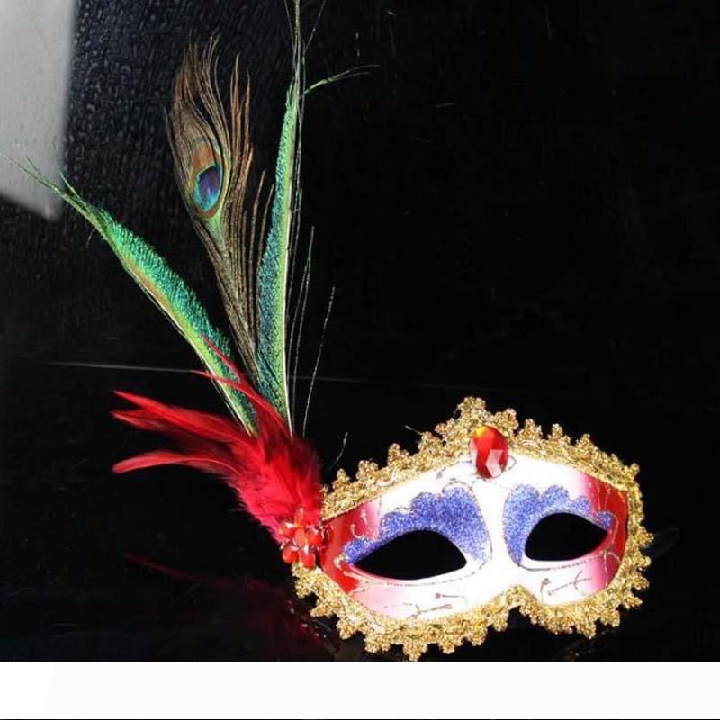 Gold Turquoise Peacock Feather Costume dress up Masquerade Party Ball eye Mask