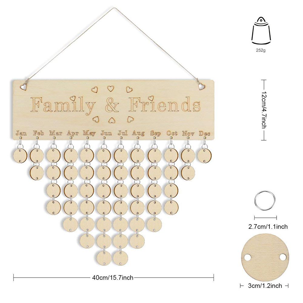 birthday reminder calendar wooden wall calendar for birthday events reminderwood family and friends christmas ornaments and decorations christmas birthday reminder calendar