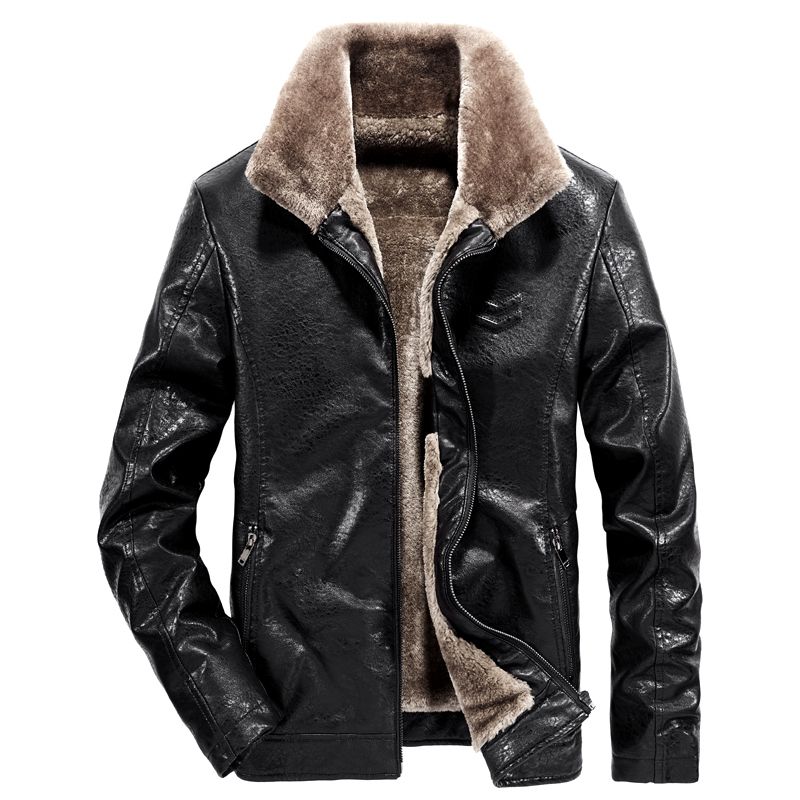 2020 Winter Men Leather Jacket Mens Coats Fur Inside Male Motorcycle ...