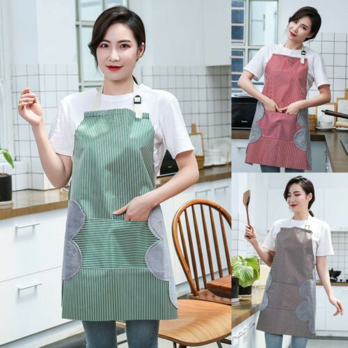 Sleeves Set Waterproof Stripe Women Kitchen Restaurant Apron Girls Cooking