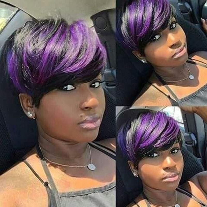 Cross-Border African Wig Short Hair European and American Womens Fashion Realistic Short Straight Hair Purple Cross-Border African Wig Short Hair European and American Womens Fashion Realistic Short Straight Hair Purple