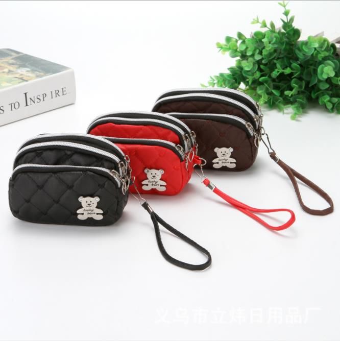 Coin Purse Small Wallet Washer Wrinkle Fabric Phone Purse Three Zippers Make Up Bag Mujer Monederos Para From Flin68, $2.54 | DHgate.Com