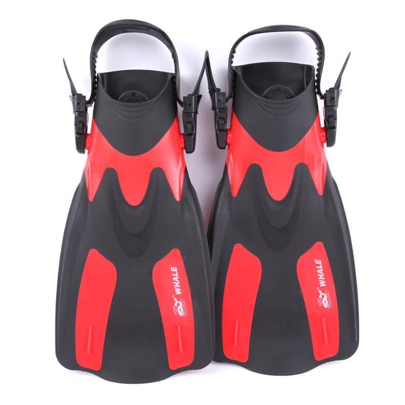 Red Adult Snorkeling Swim Fins Short Blade Diving Fins Adjustable Flippers1 Pair 