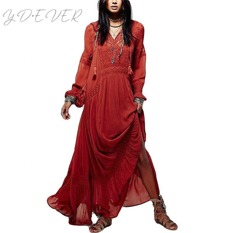 bohemian long sleeve dress
